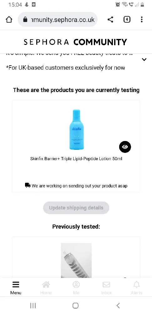 Yay my first test from Sephora 💙 Looking forward to trying