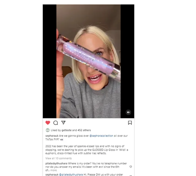 SephorUK Instagram, Sephora Lip Gloss Collect Tik Tok went