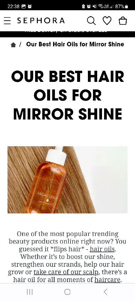 Fab article on sephora website re hair oils for all hair