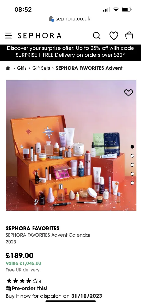 I’d LOVE to try the Sephora Favourites Advent calendar, it