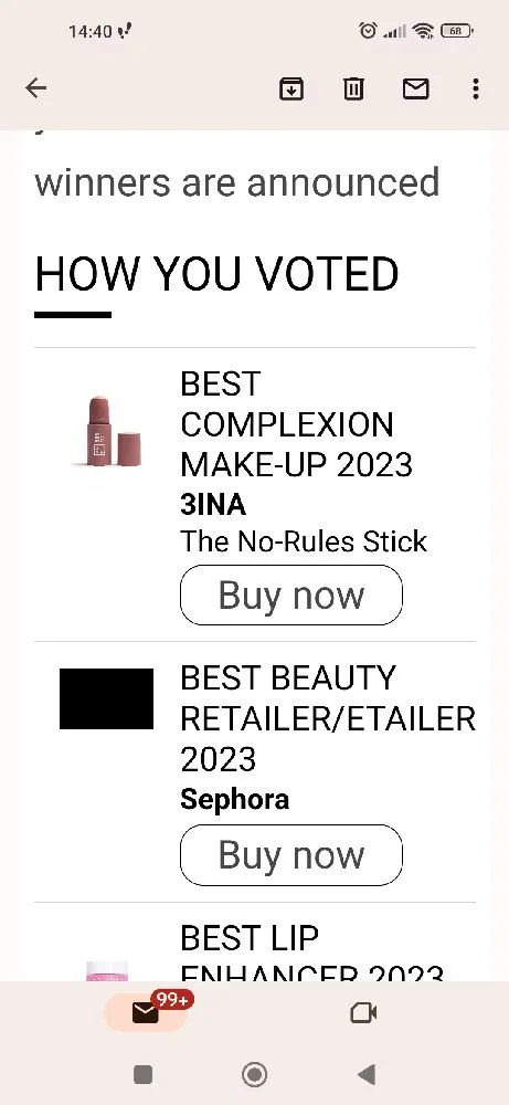 Voted for Sephora as best retailer of course.I hope you