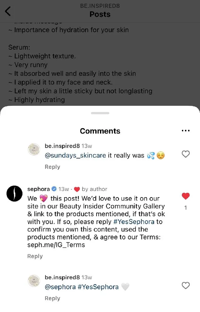 I got a comment a while back on my post from Sephora that