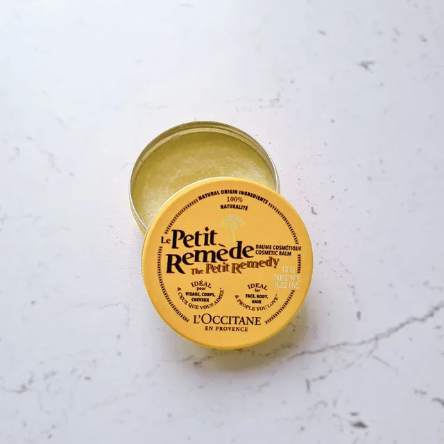 Love L'Occtaine's pot of The Petit Remedy for dry lips. It