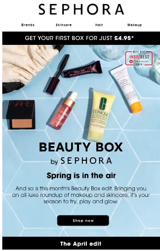 Great Beauty Box offer only £4.95 for your first one